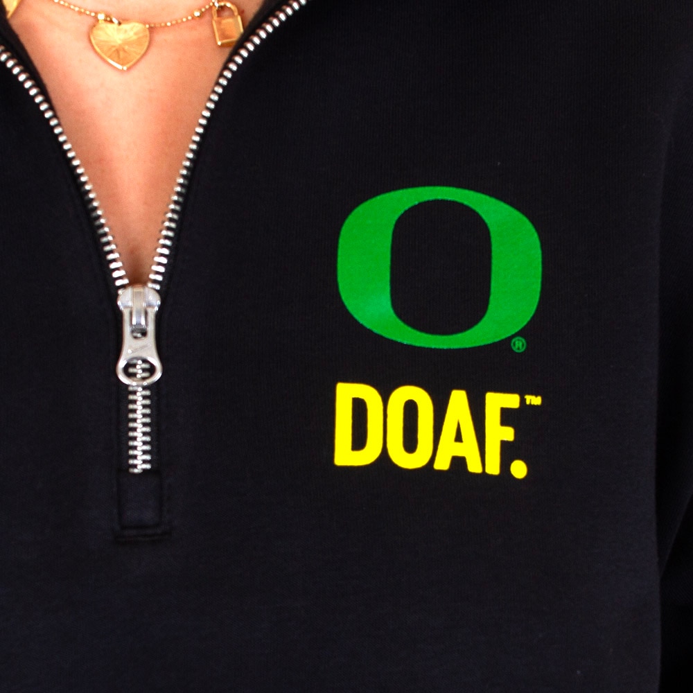 Classic Oregon O, Nike, Black, Pullover, Cotton Blend, Women, Ducks of a Feather, Phoenix, Fleece, 1/4-zip, Sweatshirt, 915231